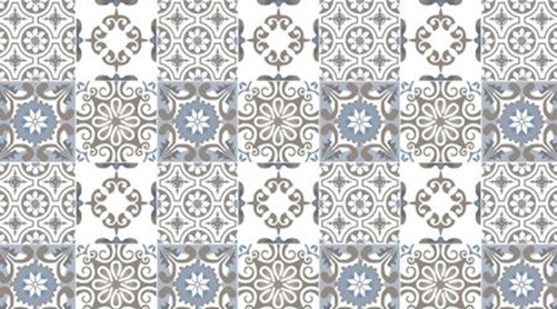 Клеёнка на тканевой основе "Этюд" "Изразцы" беж.-голуб.-бел. ш.1,25м 637/10 "Колорит" *25