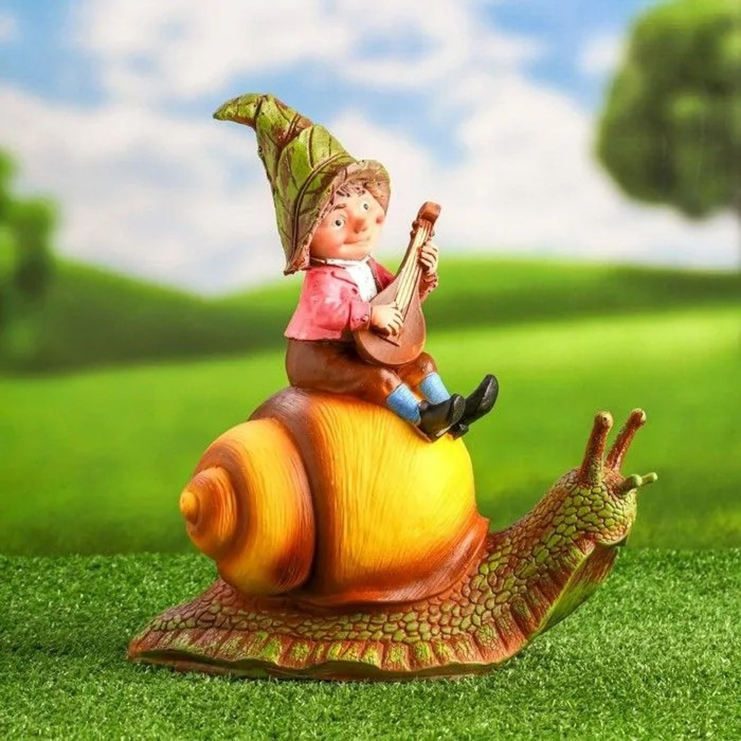 Садовая фигура "Гном на улитке" 30х27х15см 9508752 Садовая фигура "Гном на улитке" 30х27х15см 9508752