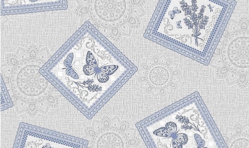 Клеёнка на нетканой основе "Мажор" "Салфетки с бабочками" голуб. шир.1,35м 640/1 "Колорит" *20
