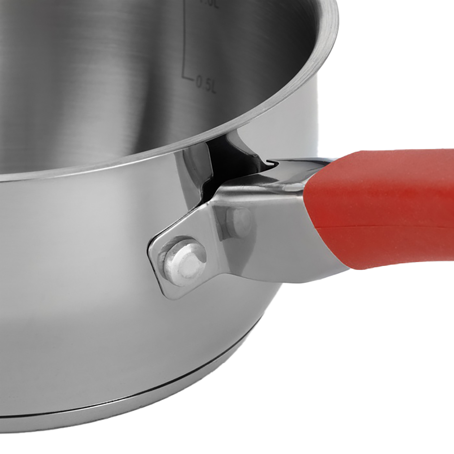 Кастрюля нерж. "Катунь" "Аврора" 1,5л d16см термораспред. дно, Стекл.кр., силик.руч. КТ07-К *1/4