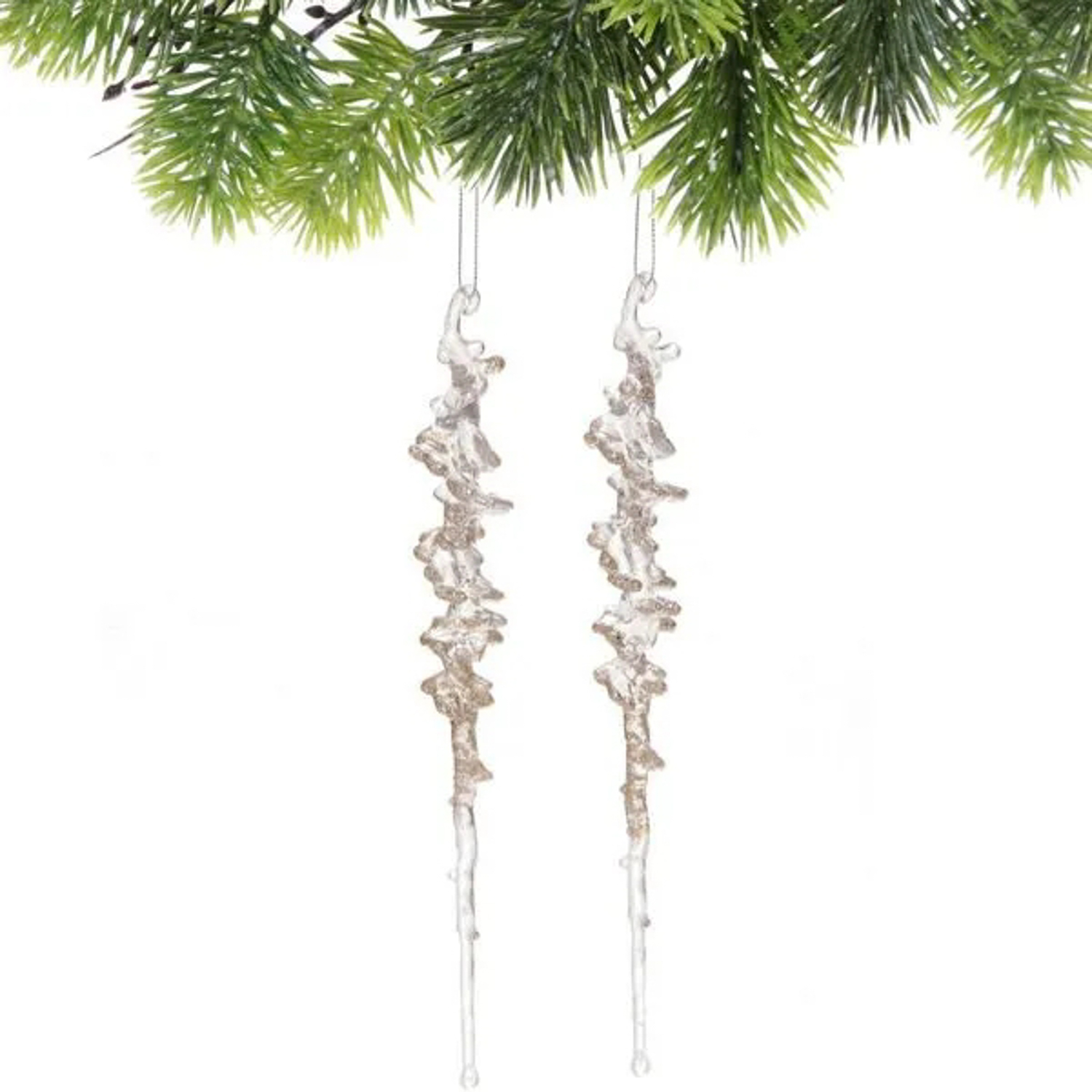 Подвеска "Кристальная сосулька" 26 см (набор 2 шт), Шампань