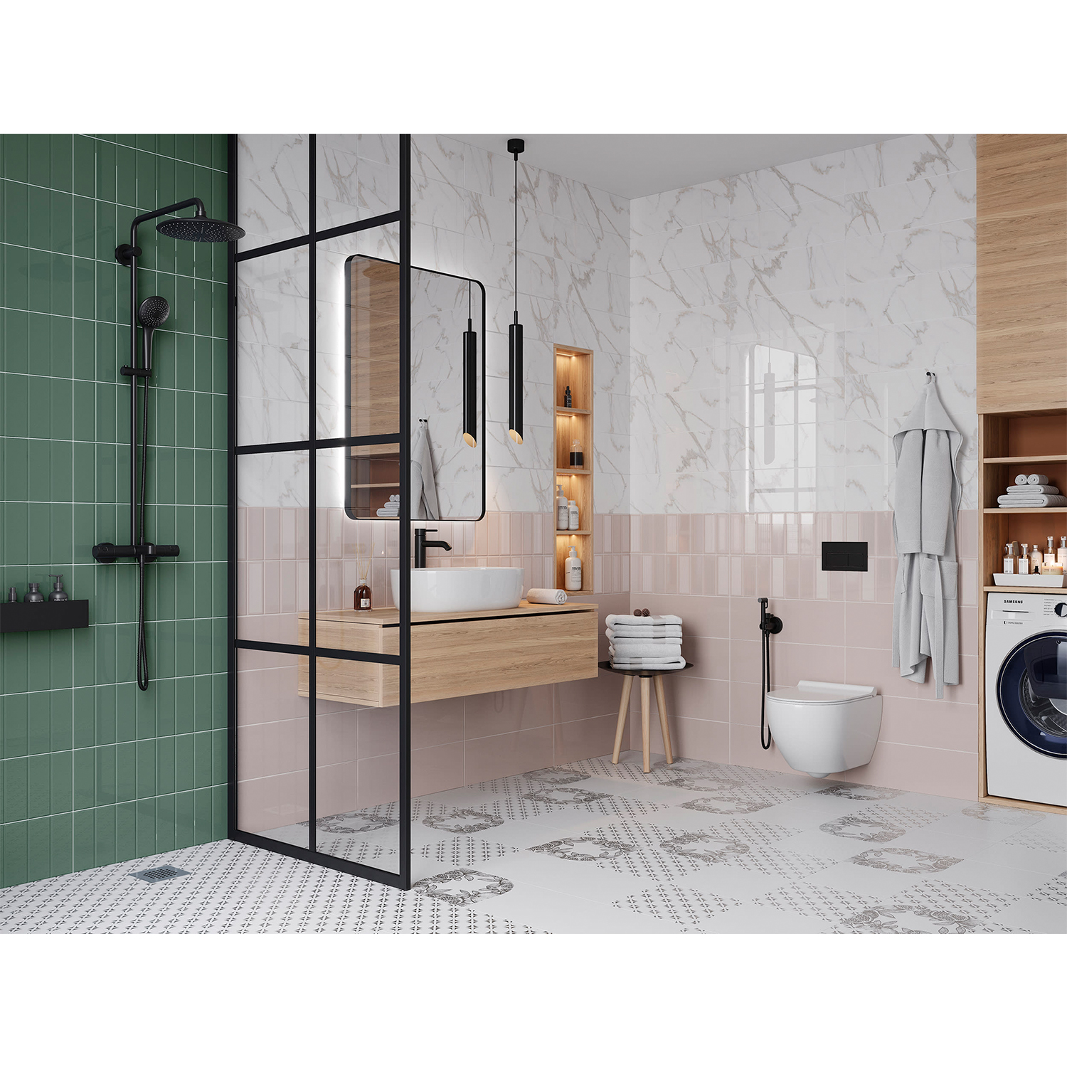 Керамогранит 1.35 м² Lasselsberger Ceramics Роса Рок 00068636, 300х300х7 мм, черно-белый