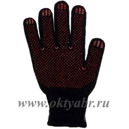 Перчатки ХБ с ПВХ точ 10кл (5 нитей) 45гр черные Перчатки ХБ с ПВХ точ 10кл (5 нитей) 45гр черные