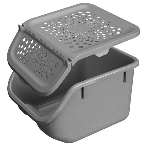 Контейнер д/овощей пластм. 7,8л 275Х240Х175мм Серый арт.434293011  ("Бытпласт")  *1/6 Контейнер д/овощей пластм. 7,8л 275Х240Х175мм Серый арт.434293011  ("Бытпласт")  *1/6