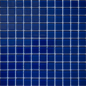 Мозаика 30х30 см Гранит Холл Blue Squares, 0.09 м², стекло, синий