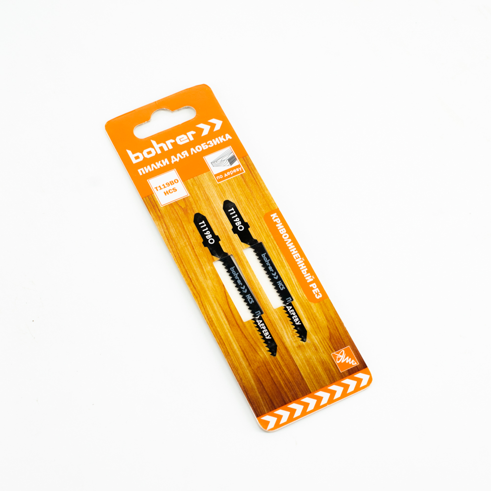 Пилки для лобзика по дереву  75мм шаг2,0мм фигурный рез(2шт) T119BO арт37101199 Bohrer*10/100/600 Пилки для лобзика по дереву  75мм шаг2,0мм фигурный рез(2шт) T119BO арт37101199 Bohrer*10/100/600