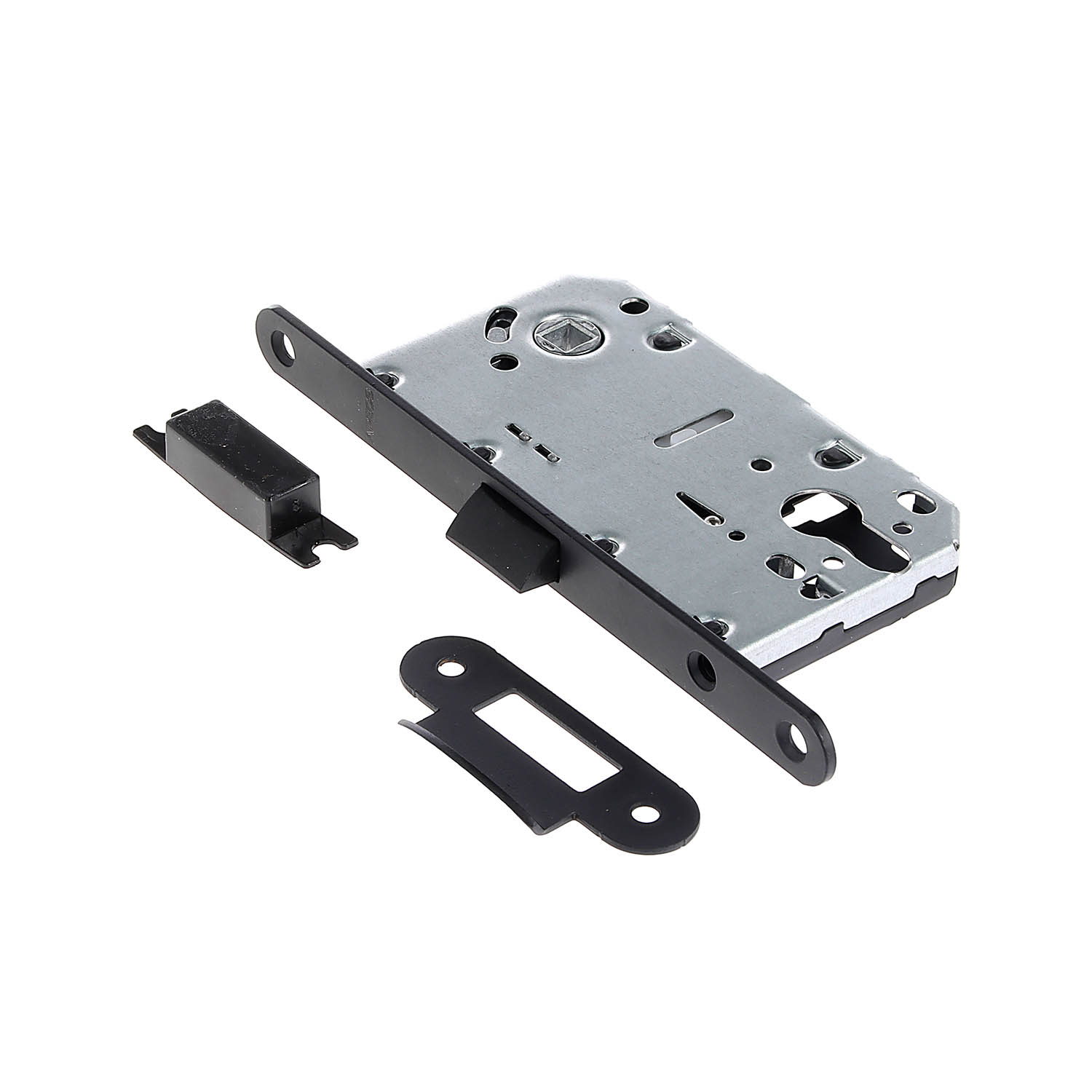 Защелка врезная п/ручку и цил.мех. ЧЕРНЫЙ матовый БЕСШУМНАЯ 5300-Р-BLM Апекс *1/5/40