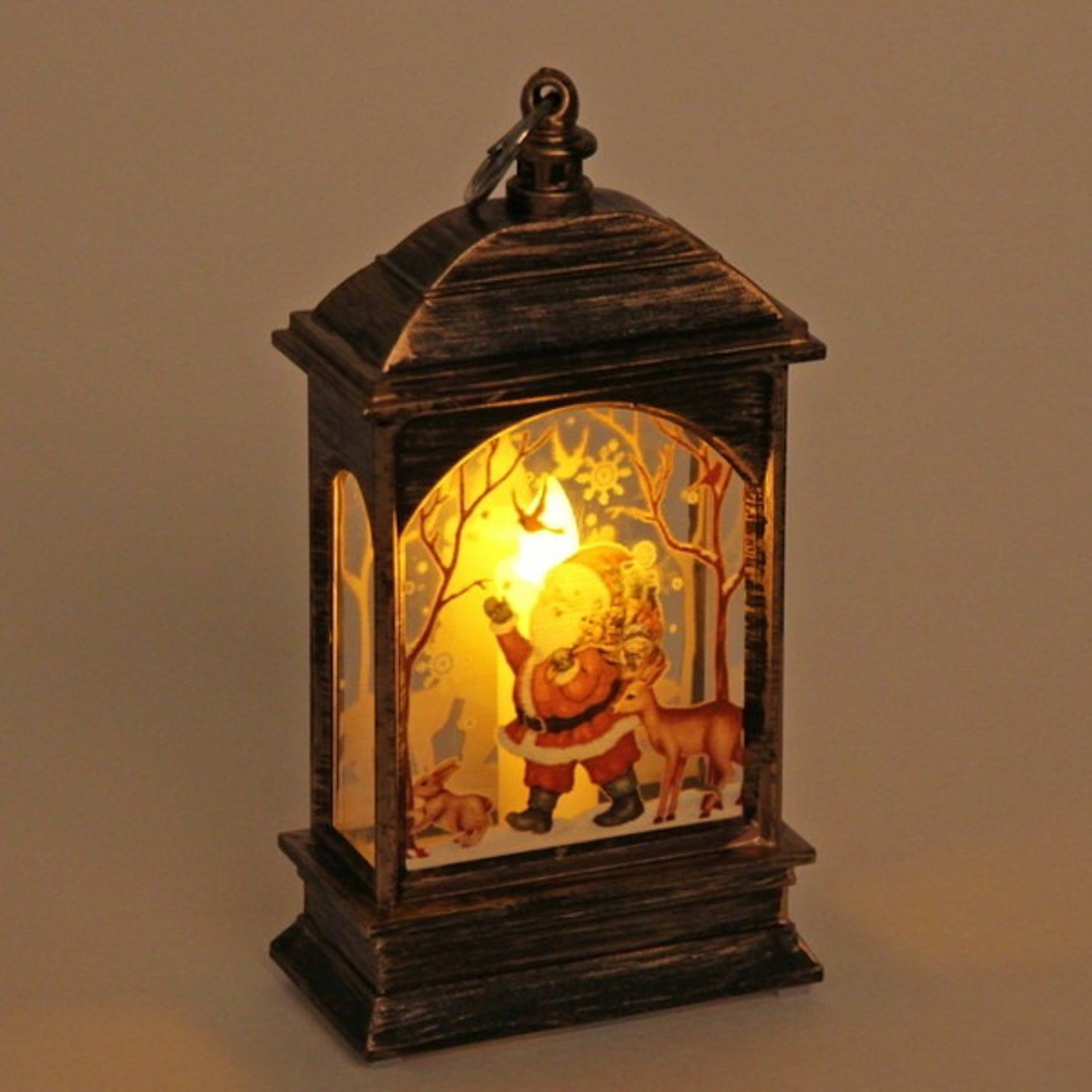 яяяСувенир с подсветкой "Дед Мороз" 12*7  см, бронза