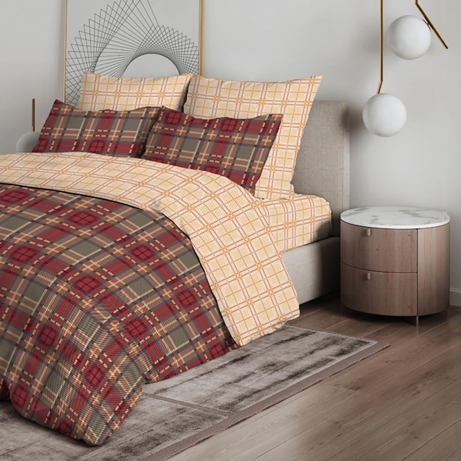 Постельное белье 1,5сп бязь Василиса 70028/1 Тартан, наволочки 70*70 - 2шт *1/6