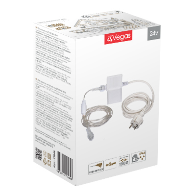 Блок питания для гирлянд 24 В Vegas, 5 м, до 1500 LED, 30 Вт, IP44