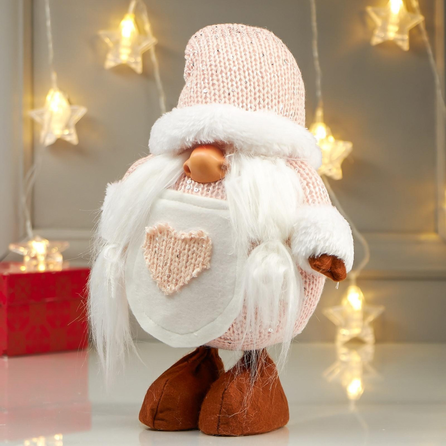 Кукла интерьерная "Бабусечка в розовом колпаке, с сердечком на переднике" 49х14х22 см 4166961