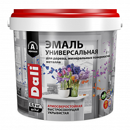 Эмаль акриловая полуматовая 0,9 кг DALI универсальная База А RAL 9010  *6/384 Эмаль акриловая полуматовая 0,9 кг DALI универсальная База А RAL 9010  *6/384