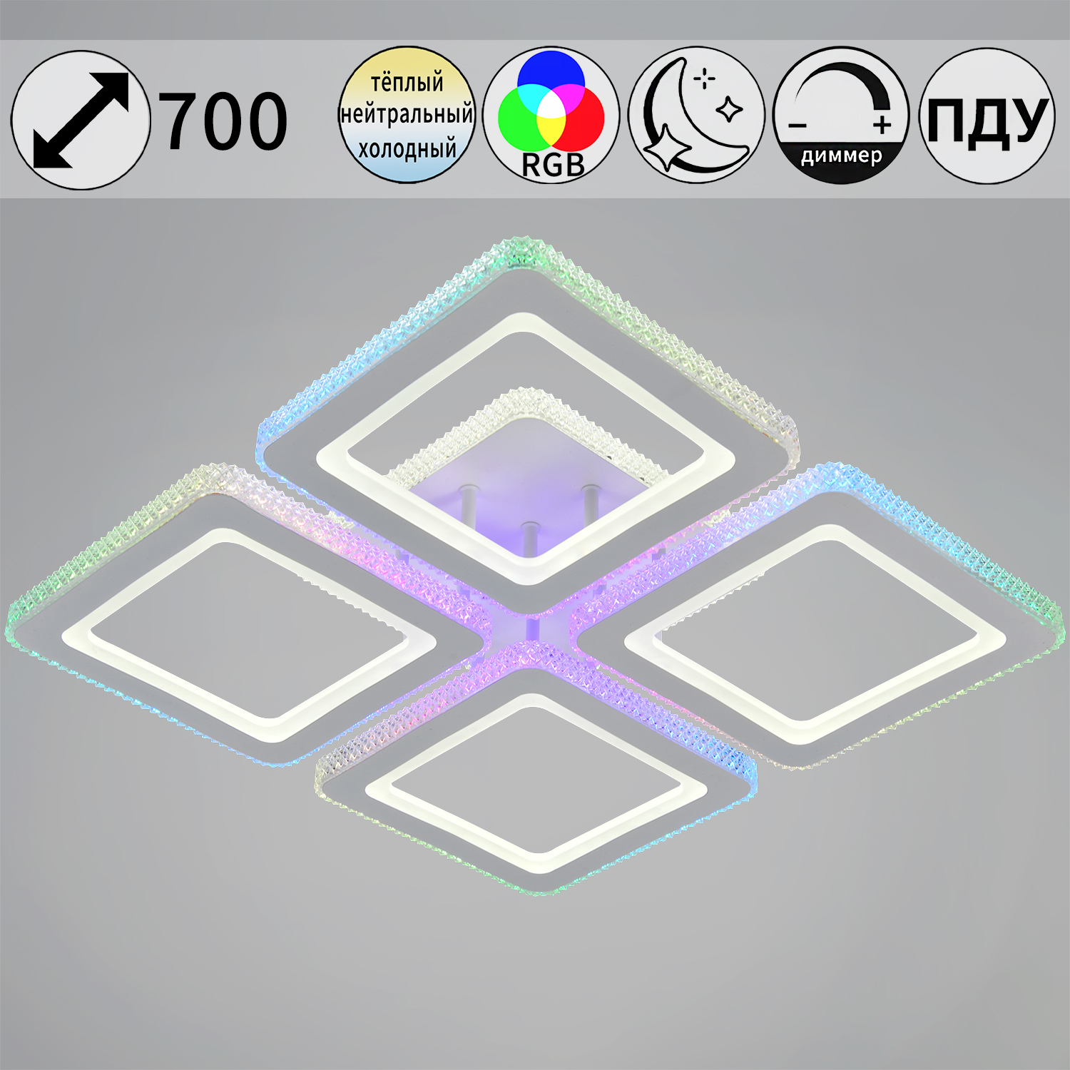 Светильник потолочный светодиодный 33062-0.3-04A LED 118W 3000-6500К ПДУ+диммер S=22м2    *1