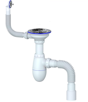 Сифон бутылочный 3 1/2"*40 с гибким гофрир. переливом (кругл.), с гофрой Unicorn В426 *1/30/120