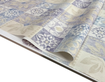 Клеёнка на тканевой основе, полиур.покр."Elegance" "Узоры" сир.-беж.ш.1,37м GW-21591 "Great Way" *20