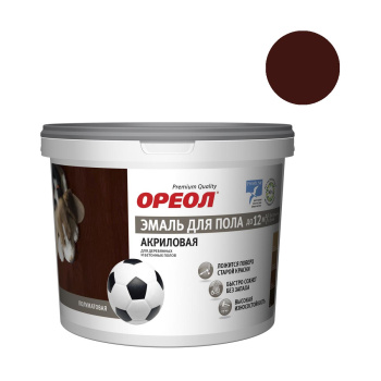 Эмаль акриловая для пола красно-коричневая полуматовая 0,9 кг Ореол *1/6/588