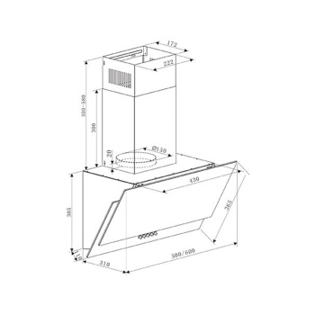Вытяжка кухонная "making Oasis everywhere" NC-50W наклонная белая *1 Вытяжка кухонная "making Oasis everywhere" NC-50W наклонная белая *1
