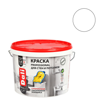 Краска акриловая для стен и потолков 9 л ДАЛИ PROFESSIONAL моющаяся матовая База А *1/44 Краска акриловая для стен и потолков 9 л ДАЛИ PROFESSIONAL моющаяся матовая База А *1/44