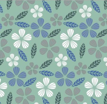 Клеёнка на нетканой основе "Мажор" "Цветочки, лепестки" гол.-бирюз.-бел. ш.1,35м 596/9 "Колорит"*20