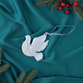 Украшение ёлочное "Голубка блеск" 10х10,5 см, белый 6953987