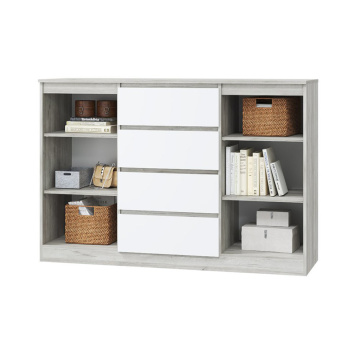 яяяКомод ЛОРИ, 2 двери и 4 ящика,1452*450*990 мм, дуб серый/белый*1