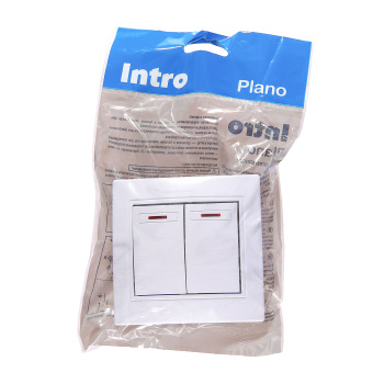 Выключатель Intro Plano СП 2кл. белый 10А-250В IP20 1-104-01