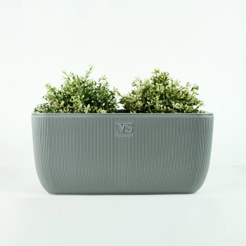 Кашпо пластм. "Фабио" 9,5л 378х190х170мм со вставкой Серый АМBF-9,5-03 ("VipSet") *1/4 Кашпо пластм. "Фабио" 9,5л 378х190х170мм со вставкой Серый АМBF-9,5-03 ("VipSet") *1/4