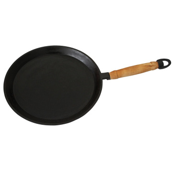 Сковорода чугунная Блинная d24cм, выс.борта 1,5см, с Дерев. ручкой бл240 "Камская посуда" *1/12