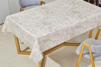 Клеенка на тканевой основе, полиур.покр."Kleo" "Соцветия с кругами" беж.с серебр.ш.1,37м SFPU-8 *20