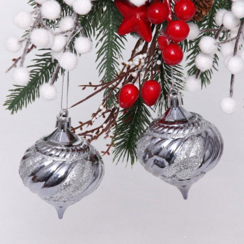 Ёлочные игрушки Волшебная юла 6 см (набор 2 шт), Графит