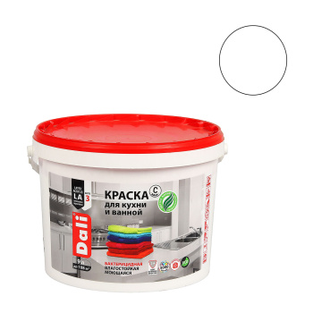 Краска акриловая 9 л для кухни и ванной DALI, бесцветная база С, глубокоматовая, влагостойкая Краска акриловая 9 л для кухни и ванной DALI, бесцветная база С, глубокоматовая, влагостойкая
