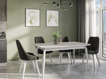 яяяСтол обеденный раздв.ЭНЦО-03 1400*900 ЛДСП (Бетон Чикаго светлый,основание черное)*1