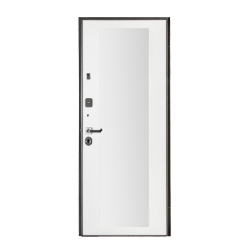 Дверь входная 2050х860х95 мм Дверной континент Брест, с зеркалом, левая, серебристый антик/белый матовый