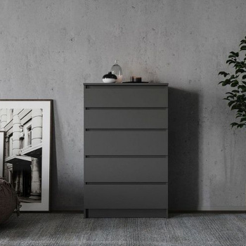 Комод 704х1120х404 мм 33 КОМОДА Мори, 5 ящиков, графит