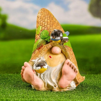 Садовая фигура "Леший с птичками" 26х21х20см 9487937