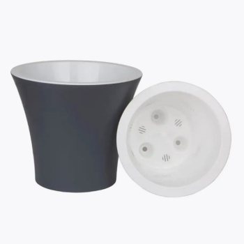 Кашпо пластм. "Сити" 1,2л d верха 150мм h130мм со вставкой Антрацит С15-12 *1/23