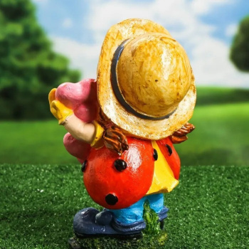 Садовая фигура "Гном девочка божья коровка" 26х15х12см 7560287