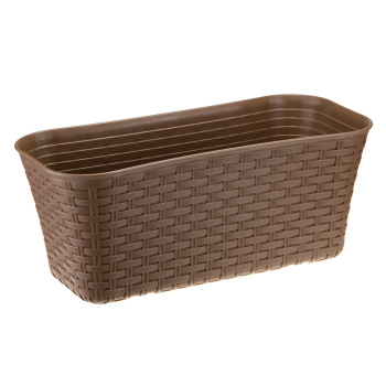Ящик д/цветов пластм. "Ротанг" 38,5х18х16см с дрен.реш. Бежевый М3225 "М-Пластика" *1/10