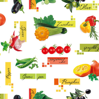 Клеёнка на нетканой основе "Мажор" "Овощи" на Белом шир.1,35м 601/0 "Колорит" *20