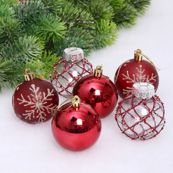 Набор шаров "Очарование" 6 см (в наборе 6 шт), Рубин