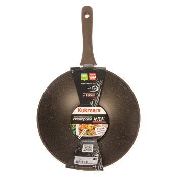 Сковорода алюм. а/приг.литая Kukmara "Мраморная" кофейный d28см "ВОК" дно11см,гл.9,5см свкмк280а*1/3