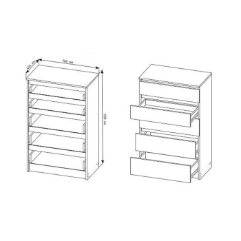 Комод 704х1120х404 мм 33 КОМОДА Мори, 5 ящиков, графит