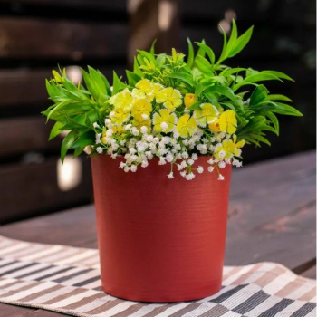 Кашпо пластм. "Цилиндр Эко" 3л d верха170мм h165мм,съем дрен.решетка Гранит "5plast.ru" *1/12