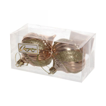 Ёлочные игрушки Волшебная юла 6 см (набор 2 шт), Шампань