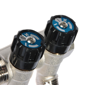 Коллектор СТМ, 2 выхода, с регулировочными вентилями, 3/4"х1/2"