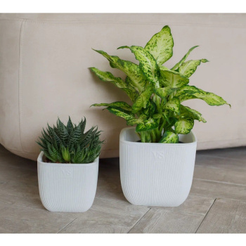 Кашпо пластм. "Фабио" 4,7л 190х190мм h190мм со вставкой Белый AMF-4,7-01 ("VipSet") *1/8