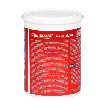 Краска латексная для кухни и ванной 0,9 л PARADE W100 влагостойкая матовая База С *1/6/144
