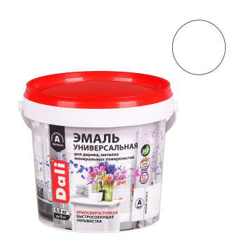 Эмаль акриловая полуматовая 0,9 кг DALI универсальная База А RAL 9010  *6/384 Эмаль акриловая полуматовая 0,9 кг DALI универсальная База А RAL 9010  *6/384