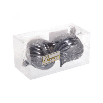 Ёлочные игрушки Волшебная юла 6 см (набор 2 шт), Графит