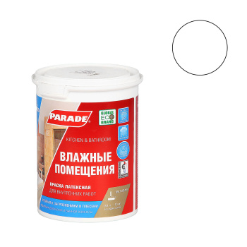 Краска латексная для кухни и ванной 0,9 л PARADE W100 влагостойкая матовая База С *1/6/144